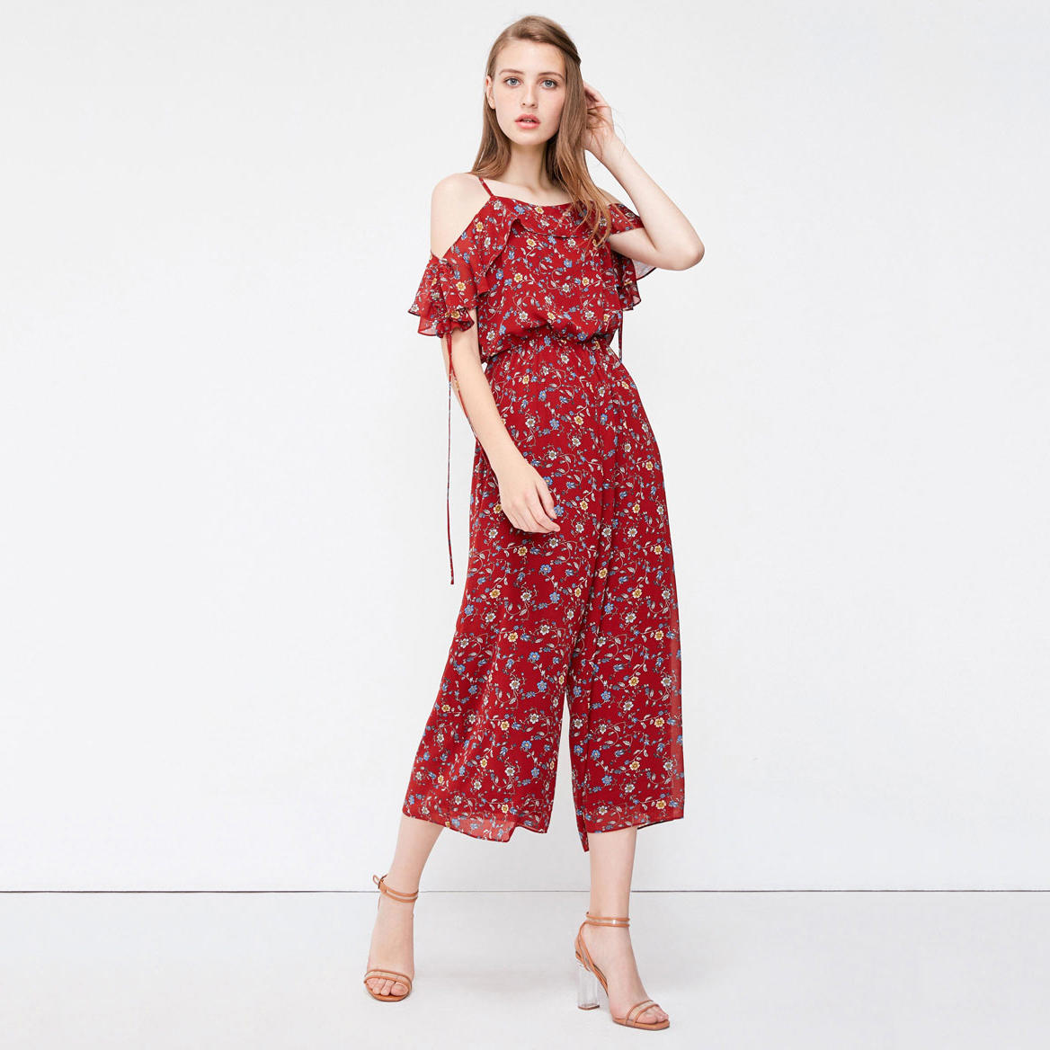 OEM Factory Custom Chiffon Red Women Jumpsuit